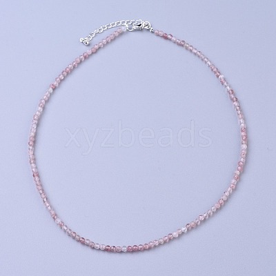Natural Strawberry Quartz Beaded Necklaces NJEW-K114-B-A14-1