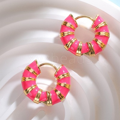 Enamel Striped Thick Hoop Earrings JE1110E-1
