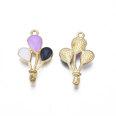 Rack Plating Alloy Enamel Pendants ENAM-N055-089B-1