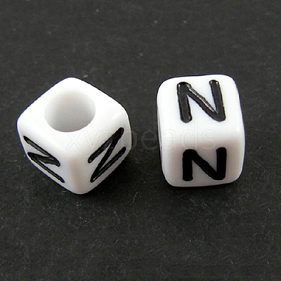 Letter Acrylic European Large Hole Beads X-OPDL-R050-10mm-N-1