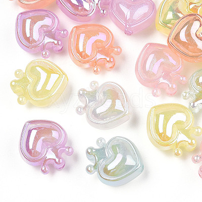 UV Plating Rainbow Iridescent Acrylic Beads OACR-T027-01-A-1