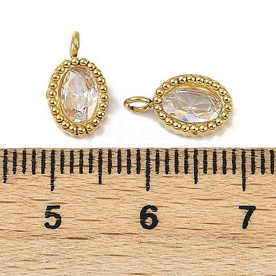 304 Stainless Steel Micro Pave Cubic Zirconia Charms STAS-K302-01E-G-1