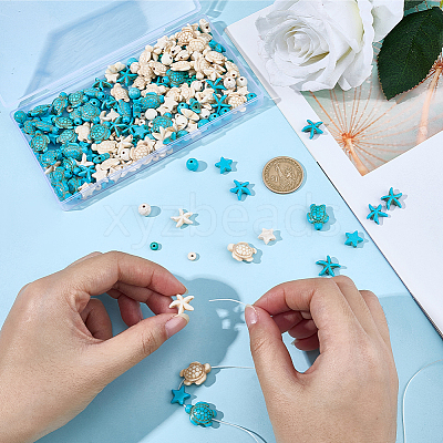 280Pcs 10 Styles Dyed Synthetic Turquoise & Howlite Beads G-SC0003-83-1