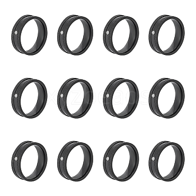 12Pcs Crystal Rhinestone Grooved Finger Ring RJEW-UN0002-46EB-1