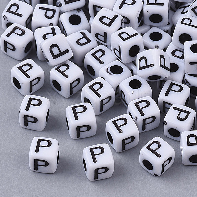 White Opaque Acrylic Beads X-MACR-R869-02P-1