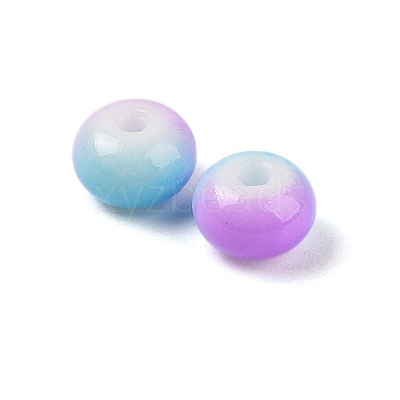 Opaque Spray Painted Glass Beads GLAA-G118-01N-1