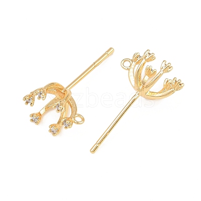 Brass Micro Pave Cubic Zirconia Stud Earring Findings CU-CBA866A-01G-1
