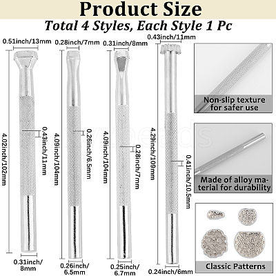 4Pcs 4 Styles DIY Alloy Leathercraft Stamps FIND-BBC0004-37-1