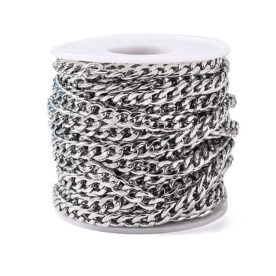 Tarnish Resistant 304 Stainless Steel Cuban Link Chains CHS-G010-02P-1
