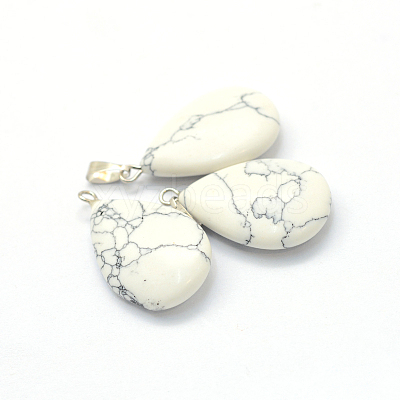 Teardrop Natural Howlite Pendants G-Q368-19-1