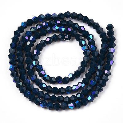 Opaque Solid Color Electroplate Glass Beads Strands EGLA-A039-P2mm-L09-1