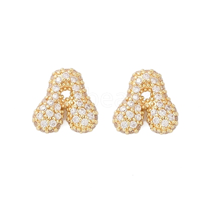 Brass Micro Pave Cubic Zirconia Stud Earrings EJEW-Z091-04G-A-1