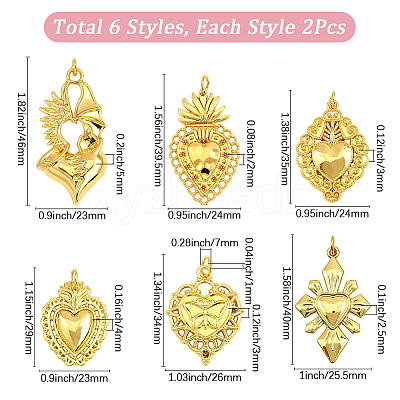 12Pcs 6 Styles Alloy Pendants FIND-SC0017-32-1