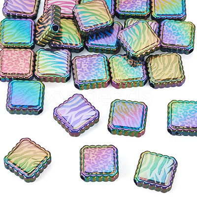 30Pcs Rainbow Iridescent Printed Opaque Acrylic Beads OACR-TA0001-73B-1