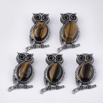 Natural Tiger Eye Brooches/Pendants G-S353-05M-1