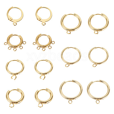 14Pcs 7 Styles 201/316 Stainless Steel Huggie Hoop Earring Findings STAS-TA0005-50-1