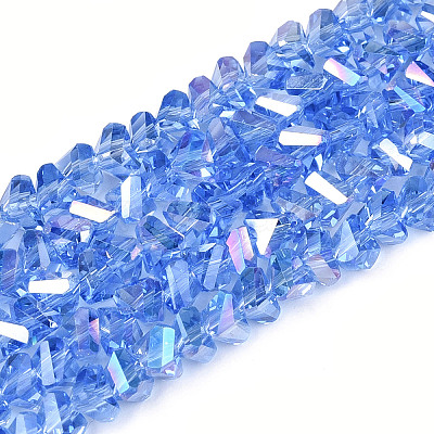 Electroplate Transparent Glass Beads Strands GLAA-N021-4mm-03-1