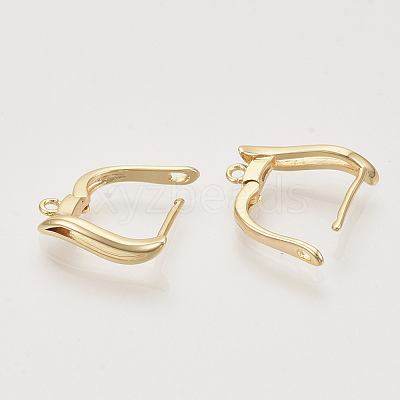 Brass Hoop Earring Findings with Latch Back Closure KK-T048-031G-NF-1