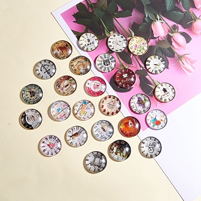 Printed Picture Glass Cabochons GGLA-YW0001-01B-1