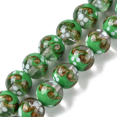 Handmade Gold Sand Lampwork Beads Strands LAMP-A003-03E-1
