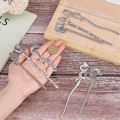 10Pcs 5 Styles Fox Swan Peacock Tibetan Style Alloy Bookmarks FIND-SC0009-01-1