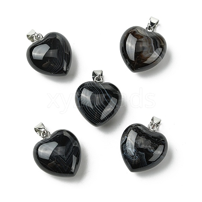 Natural Banded Agate Pendants G-F820-10A-13-1