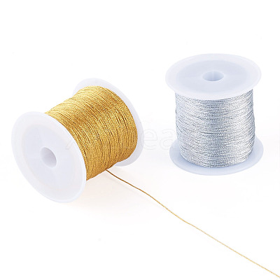 2 Rolls 2 Colors 6-Ply Round PET Metallic Thread MCOR-TA0001-03B-1