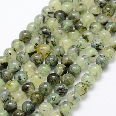 Natural Prehnite Beads Strands X-G-P322-48-8mm-1