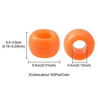 300Pcs 3 Colors Resin European Large Hole Beads RESI-YW0001-35-1