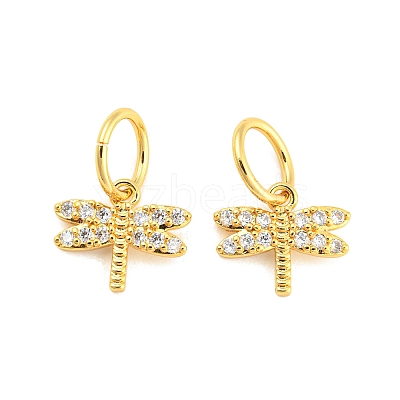 Brass Micro Pave Clear Cubic Zirconia Charms ZIRC-L091-073G-1