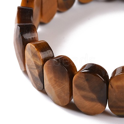 Natural Tiger Eye Oval Beaded Stretch Bracelet G-E010-01A-1