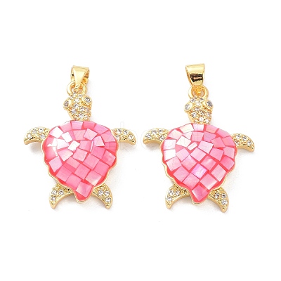 Real 18K Gold Plated Brass Micro Pave Clear Cubic Zirconia Pendants KK-D004-05G-E-1