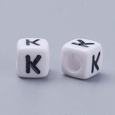 Letter K Letter Acrylic Cube Beads X-PL37C9308-K-1