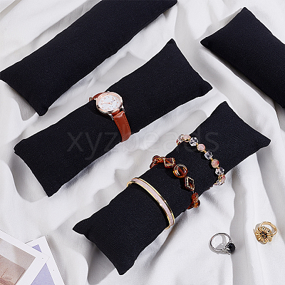 Linen Cloth Jewelry Long Pillow for Bracelet Display AJEW-WH0007-56-1