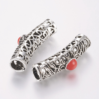 Tibetan Style Alloy Hollow Tube Beads PALLOY-K210-07B-AS-1