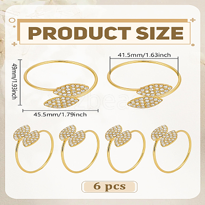 Double Leaves Alloy Crystal Rhinestone Napkin Rings AJEW-WH0609-175G-1