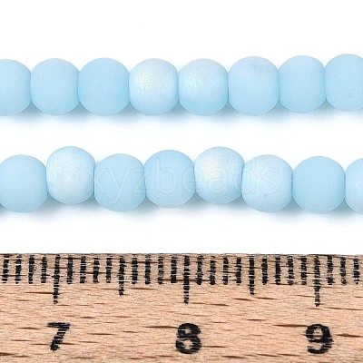 Frosted Opaque Glass Beads Strands GLAA-T032-P4mm-MBB10-1