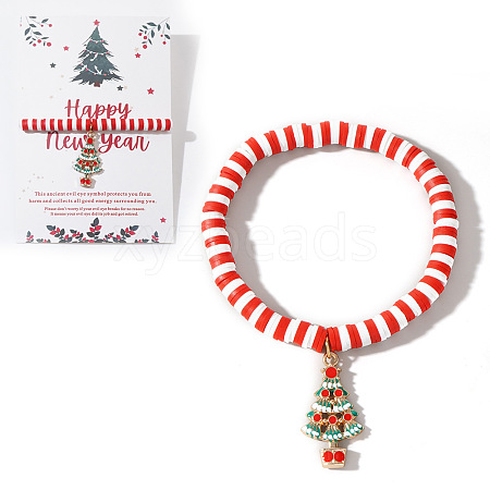 Elegant Christmas Handmade Polymer Clay Heishi Beaded Stretch Bracelets MV9996-32-1