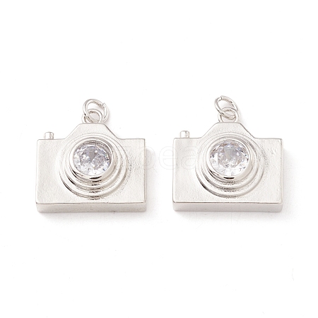Brass Micro Pave Clear Cubic Zirconia Pendants ZIRC-P098-12P-1