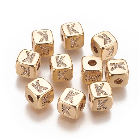 Brass Micro Pave Cubic Zirconia Beads KK-K238-16G-K-1