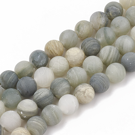 Natural Green Line Jasper Beads Strands G-T106-230-1