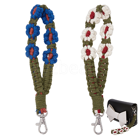 WADORN 2Pcs 2 Colors Boho Macrame Wristlet Cotton Pendant Decorations HJEW-WR0001-04-1