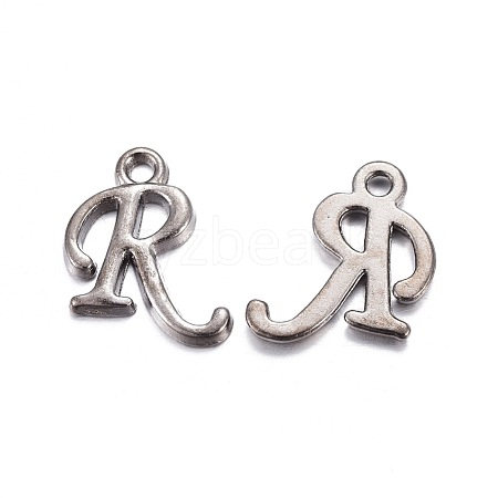 Gunmetal Plated Alloy Letter Pendants PALLOY-J718-01B-R-1