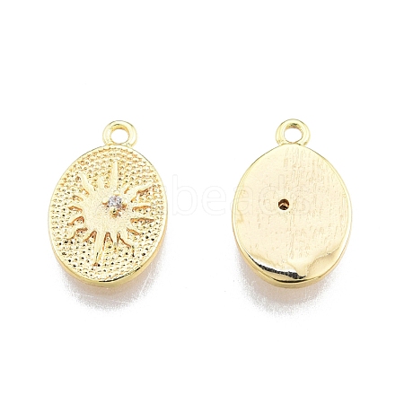 Brass Micro Pave Clear Cubic Zirconia Charms KK-G437-02G-1