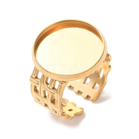 Woven Bezel 304 Stainless Steel Cuff Ring Components SA-CBAD8FA-01G-05-1