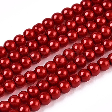 Baking Painted Pearlized Glass Pearl Round Bead Strands HY-Q003-4mm-74-1