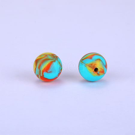 Printed Round Silicone Focal Beads SI-JX0056A-70-1