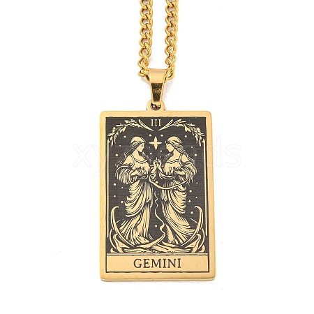 304 Stainless Steel Tarot Pendant Necklaces NJEW-A026-01G-03-1