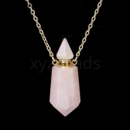 Natural Rose Quartz Perfume Bottle Pendant Necklace PW-WG2A891-06-1