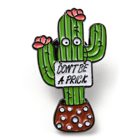 Cactus with Word Don't Be A Prick Enamel Pins JEWB-Q031-04EB-02-1